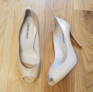 Charles David peep toe stiletto pump nude platform heels